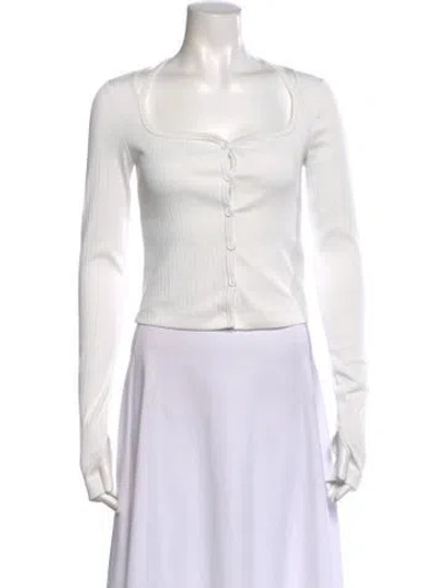 Pre-owned Helmut Lang Square Neckline Long Sleeve Top In White