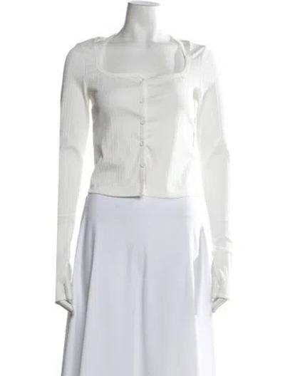 Pre-owned Helmut Lang Square Neckline Long Sleeve Top In White