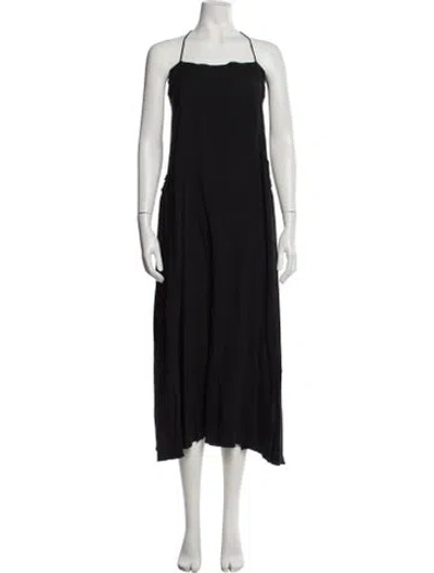 Pre-owned Helmut Lang Square Neckline Midi Length Dress In Black