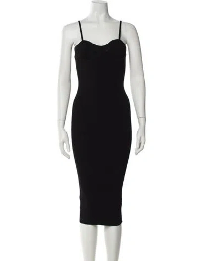 Pre-owned Helmut Lang Square Neckline Midi Length Dress In Black