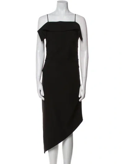 Pre-owned Helmut Lang Square Neckline Midi Length Dress In Black