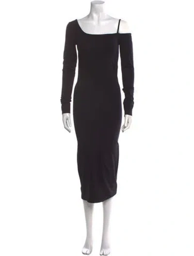 Pre-owned Helmut Lang Square Neckline Midi Length Dress In Black