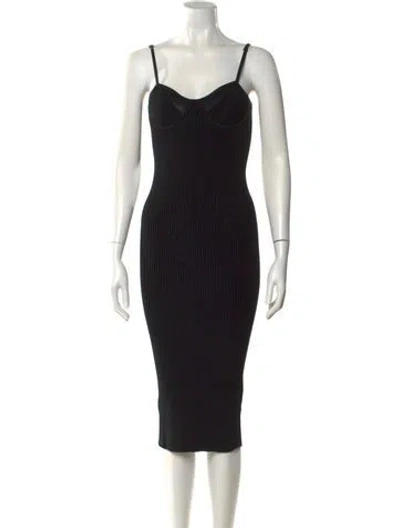 Pre-owned Helmut Lang Square Neckline Midi Length Dress In Black