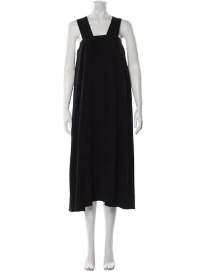 Pre-owned Helmut Lang Square Neckline Midi Length Dress In Black