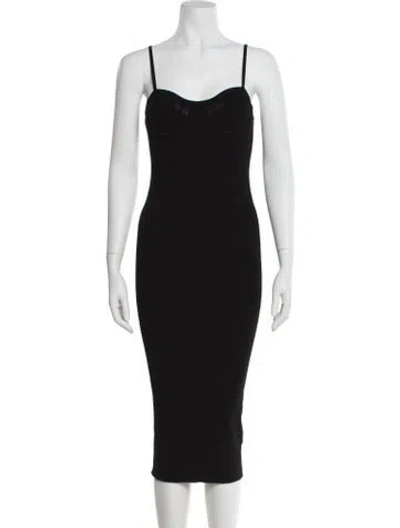 Pre-owned Helmut Lang Square Neckline Midi Length Dress In Black