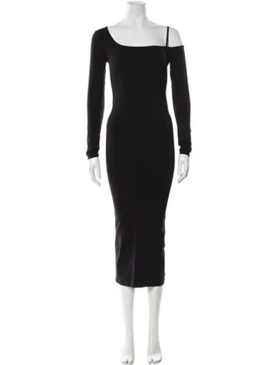 Pre-owned Helmut Lang Square Neckline Midi Length Dress In Black