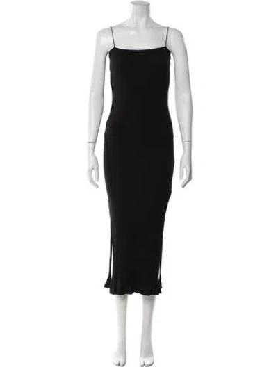 Pre-owned Helmut Lang Square Neckline Midi Length Dress In Black