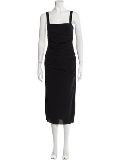 Pre-owned Helmut Lang Square Neckline Midi Length Dress In Black