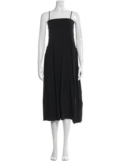 Pre-owned Helmut Lang Square Neckline Midi Length Dress In Black