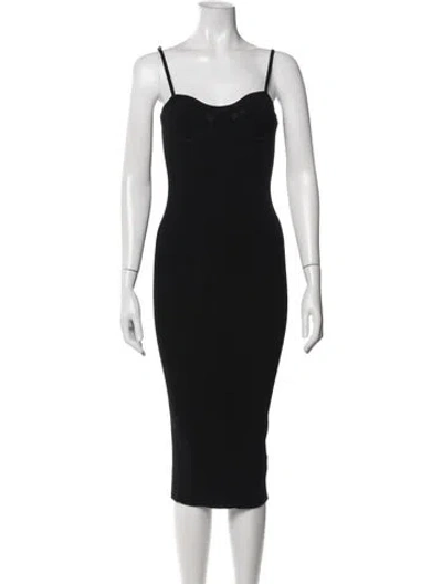 Pre-owned Helmut Lang Square Neckline Midi Length Dress In Black