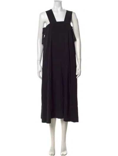 Pre-owned Helmut Lang Square Neckline Midi Length Dress In Black