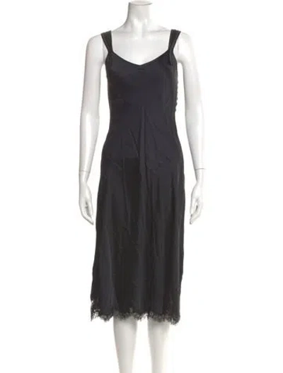 Pre-owned Helmut Lang Square Neckline Midi Length Dress In Black