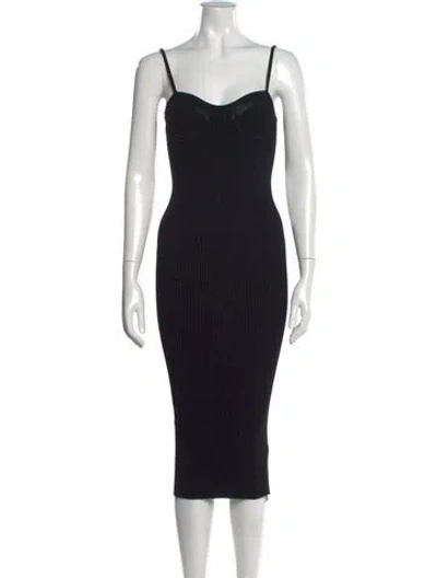 Pre-owned Helmut Lang Square Neckline Midi Length Dress In Black