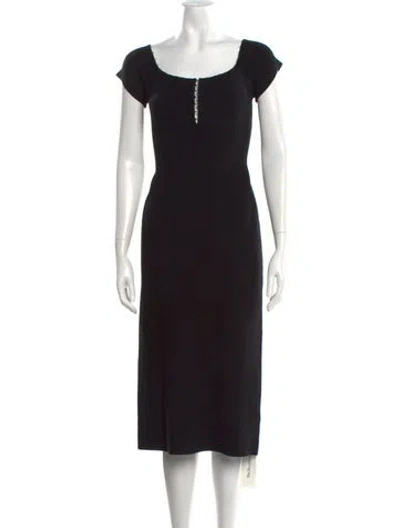 Pre-owned Helmut Lang Square Neckline Midi Length Dress In Black