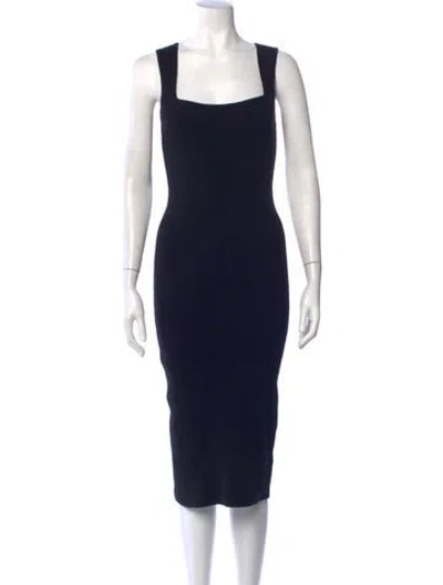 Pre-owned Helmut Lang Square Neckline Midi Length Dress In Black