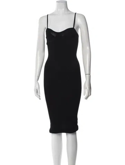Pre-owned Helmut Lang Square Neckline Midi Length Dress In Black