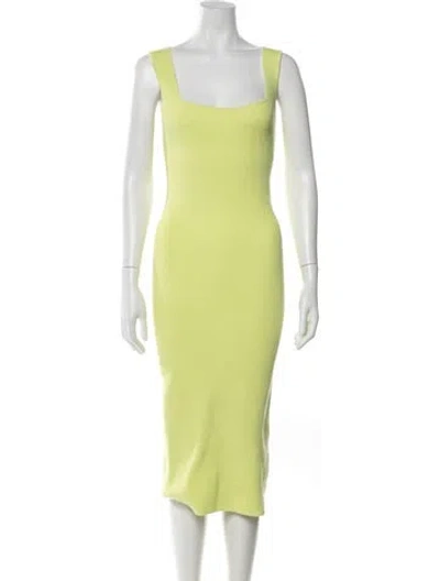 Pre-owned Helmut Lang Square Neckline Midi Length Dress In Green
