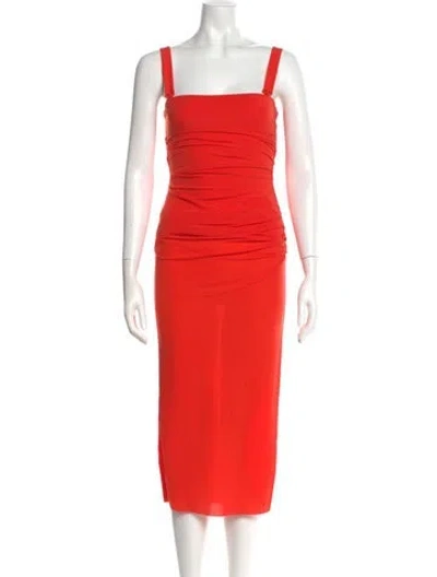 Pre-owned Helmut Lang Square Neckline Midi Length Dress In Orange