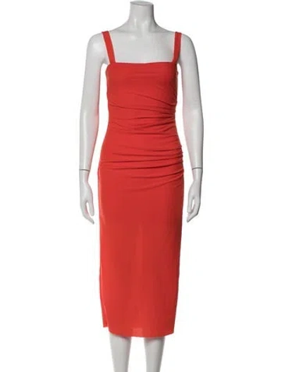 Pre-owned Helmut Lang Square Neckline Midi Length Dress In Orange