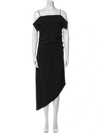 Pre-owned Helmut Lang Square Neckline Midi Length Dress W/ Tags In Black