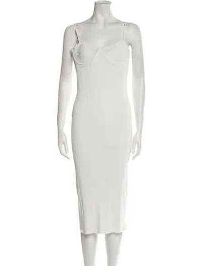 Pre-owned Helmut Lang Square Neckline Midi Length Dress In White