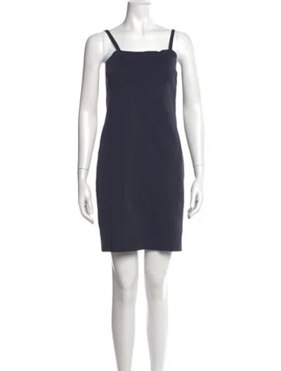 Pre-owned Helmut Lang Square Neckline Mini Dress In Blue