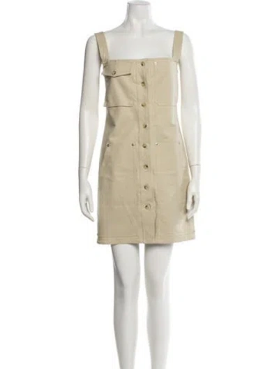 Pre-owned Helmut Lang Square Neckline Mini Dress In Neutral