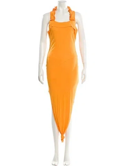 Pre-owned Helmut Lang Square Neckline Mini Dress In Orange