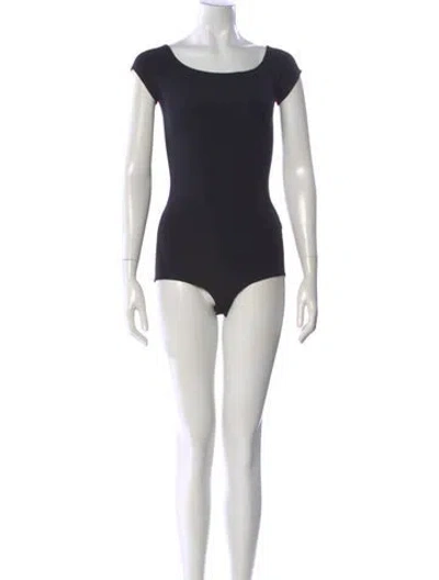 Pre-owned Helmut Lang Square Neckline Short Sleeve Bodysuit In Black