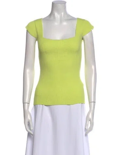Pre-owned Helmut Lang Square Neckline Short Sleeve Top In Green