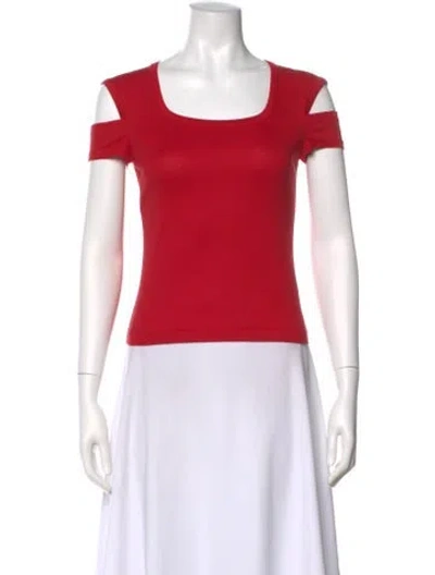 Pre-owned Helmut Lang Square Neckline Short Sleeve Top In Red