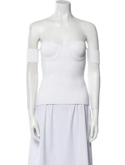 Pre-owned Helmut Lang Square Neckline Short Sleeve Top In White