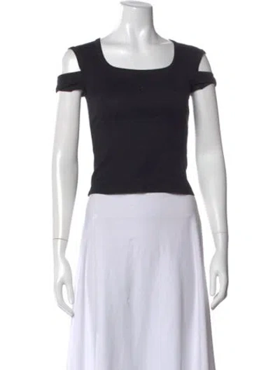 Pre-owned Helmut Lang Square Neckline Short Sleeve T-shirt In Black