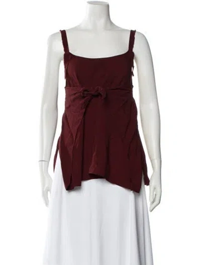 Pre-owned Helmut Lang Square Neckline Sleeveless Top In Burgundy