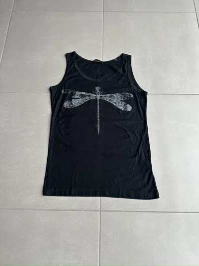 Pre-owned Helmut Lang Ss02 Dragonfly Print Tank In Black