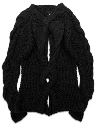 Pre-owned Helmut Lang Ss02  ‘braided' Cashmere Black Knitted Sweater