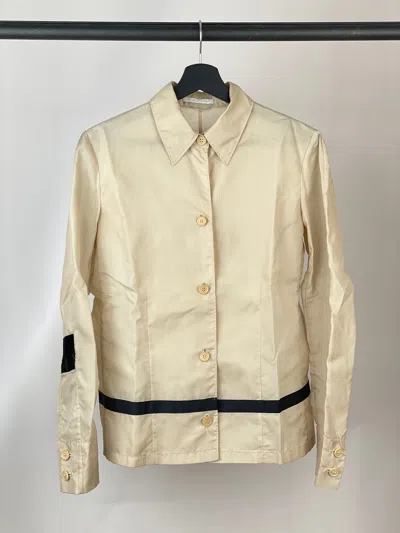 Pre-owned Helmut Lang Ss97 Satin-stripe Shirt Jacket In Beige