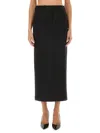 Helmut Lang Straight-cut Midi Skirt With High Waist In Black