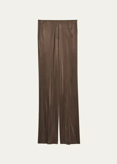 Helmut Lang Straight-leg Fluid Pull-on Pants In Brown