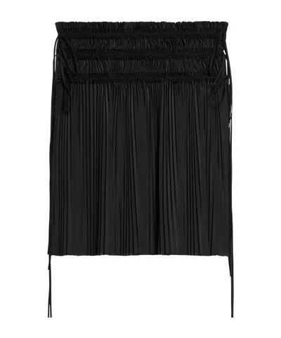 Helmut Lang Strap-detail Pleated Midi Skirt In Black