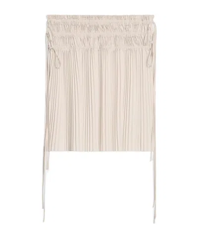 Helmut Lang Strap-detail Pleated Midi Skirt In Nude