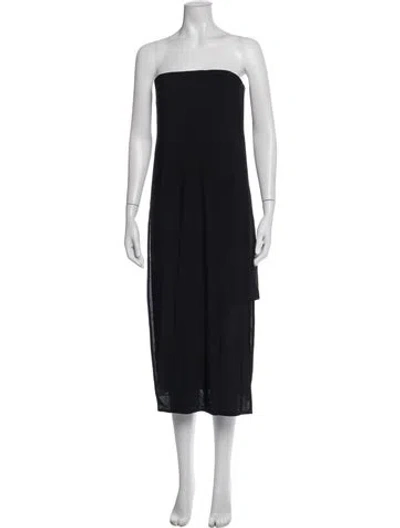 Pre-owned Helmut Lang Strapless Midi Length Dress In Black