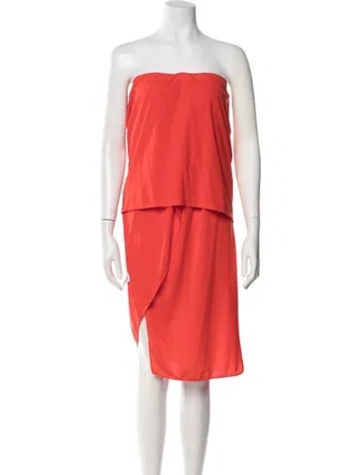 Pre-owned Helmut Lang Strapless Midi Length Dress W/ Tags In Orange