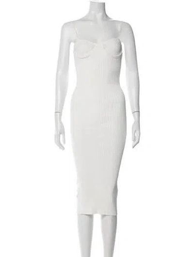 Pre-owned Helmut Lang Strapless Midi Length Dress In White