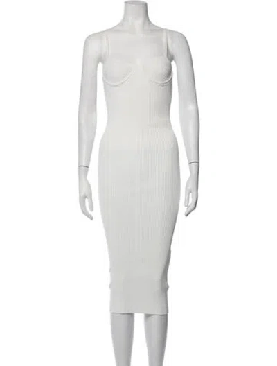 Pre-owned Helmut Lang Strapless Midi Length Dress In White