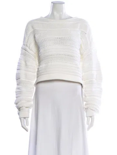 Pre-owned Helmut Lang Striped Bateau Neckline Sweater In White
