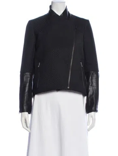 Pre-owned Helmut Lang Striped Biker Jacket In Blue