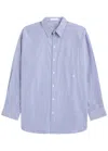 Helmut Lang Striped Cotton-poplin Shirt In Blue