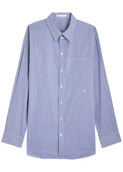 Helmut Lang Striped Cotton-poplin Shirt In Blue