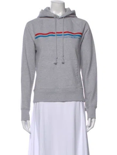 Pre-owned Helmut Lang Striped Crew Neck Hoodie In Gray